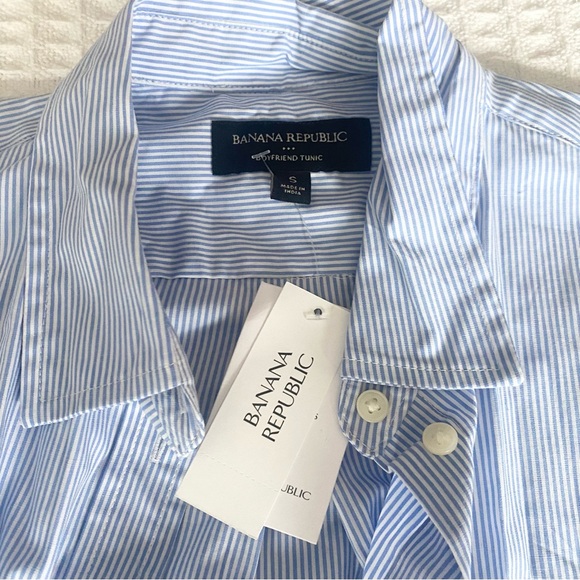 Banana Republic boyfriend tunic Blue Striped Dress Shirt NWT Small - Picture 2 of 8